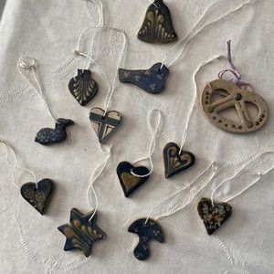12 miniature ceramic charms